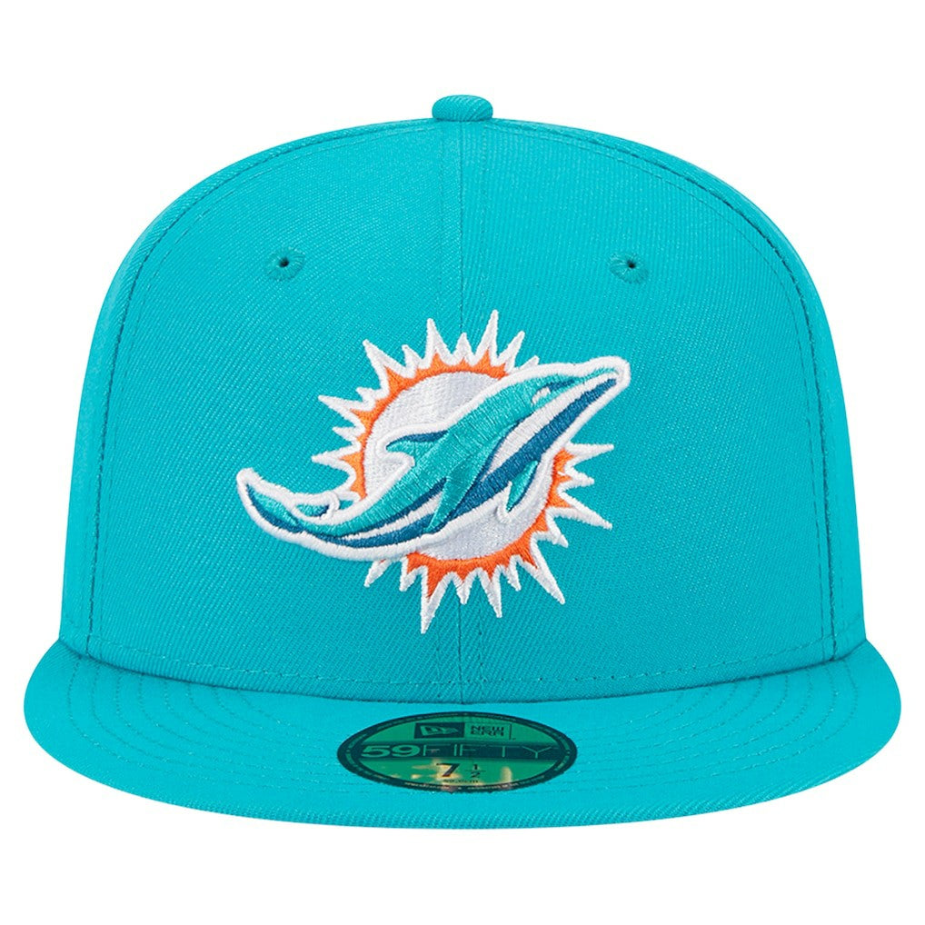 Miami Dolphins New Era Main 59FIFTY Fitted Hat - Aqua Hats