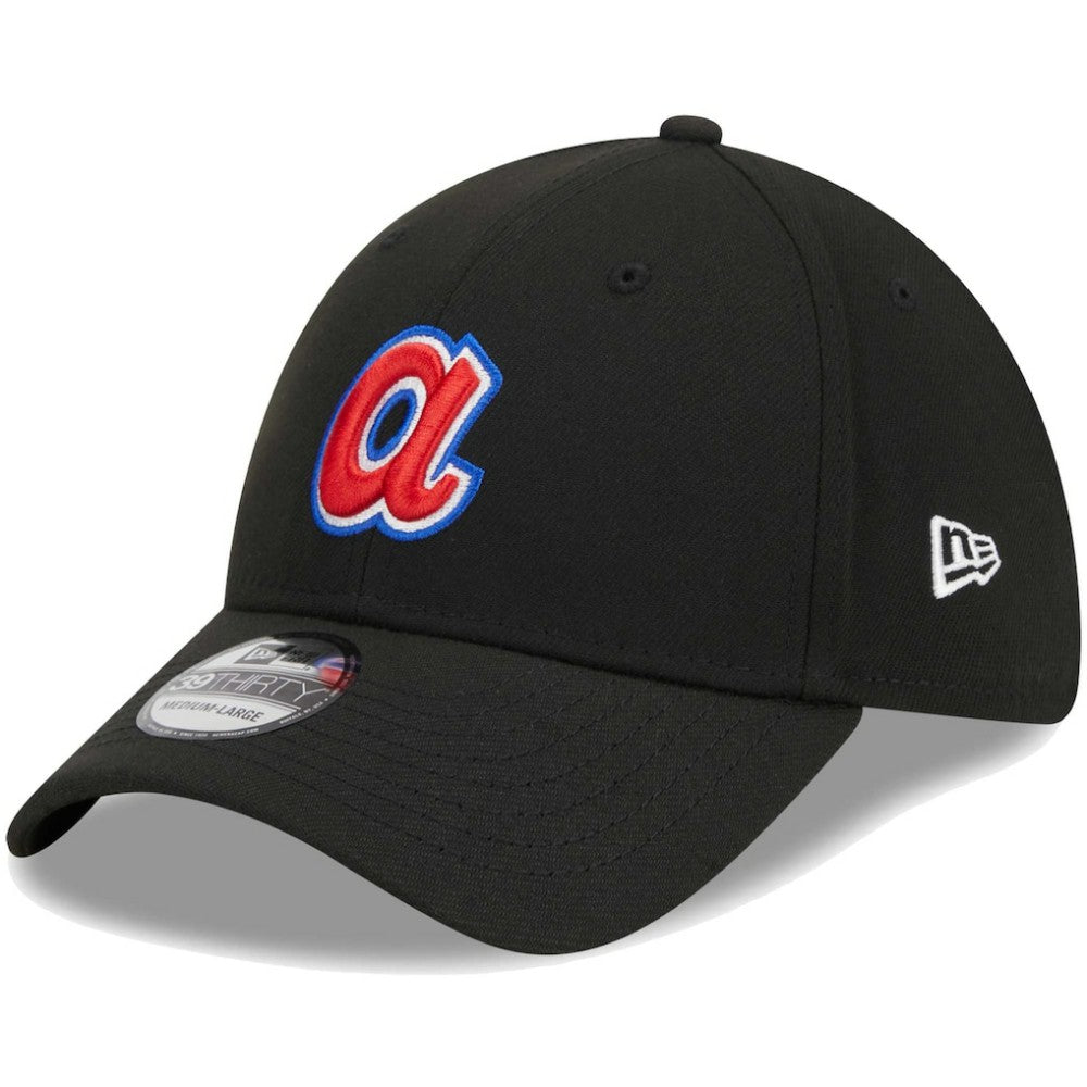 Atlanta Braves New Era Logo 39THIRTY Flex Hat - Black Hats