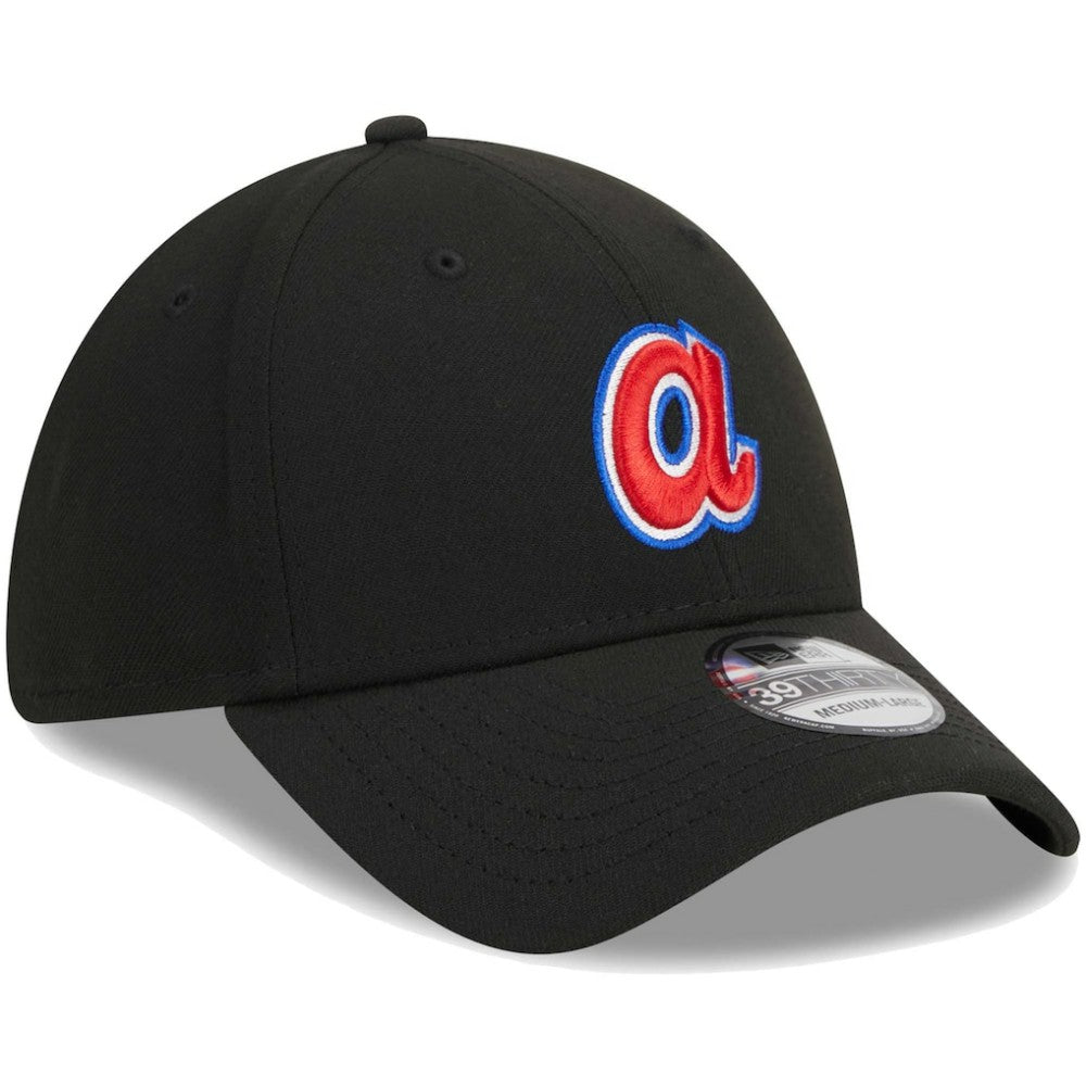 Atlanta Braves New Era Logo 39THIRTY Flex Hat - Black Hats