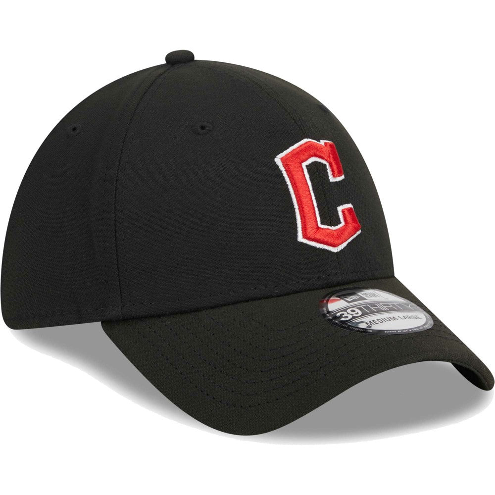 Cleveland Guardians New Era Logo 39THIRTY Flex Hat - Black Hats