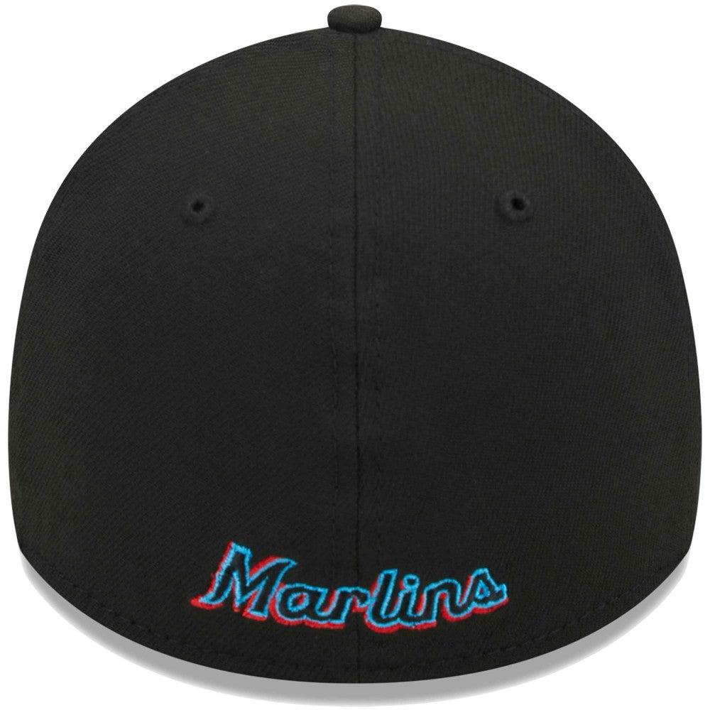 Miami Marlins New Era Logo 39THIRTY Flex Hat - Black Hats