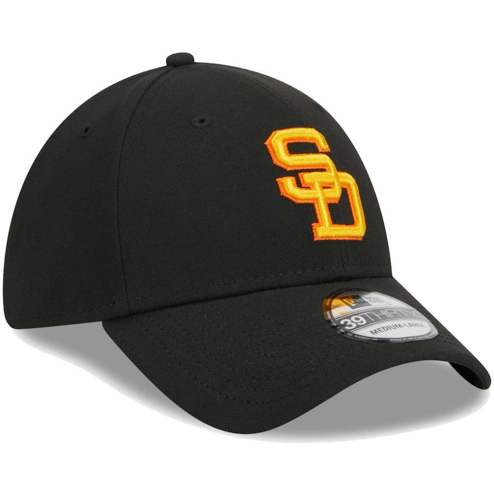 San Diego Padres New Era Logo 39THIRTY Flex Hat - Black Hats
