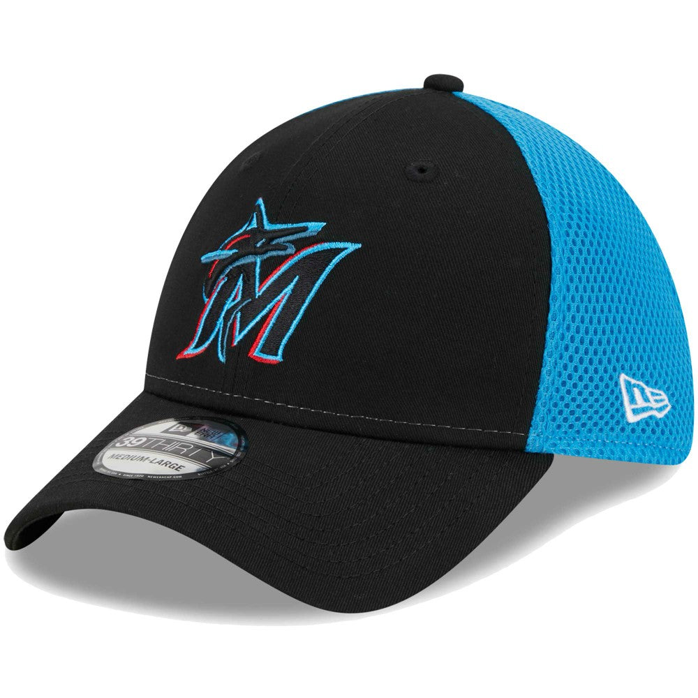 Miami Marlins New Era Team Neo 39THIRTY Flex Hat - Black Hats