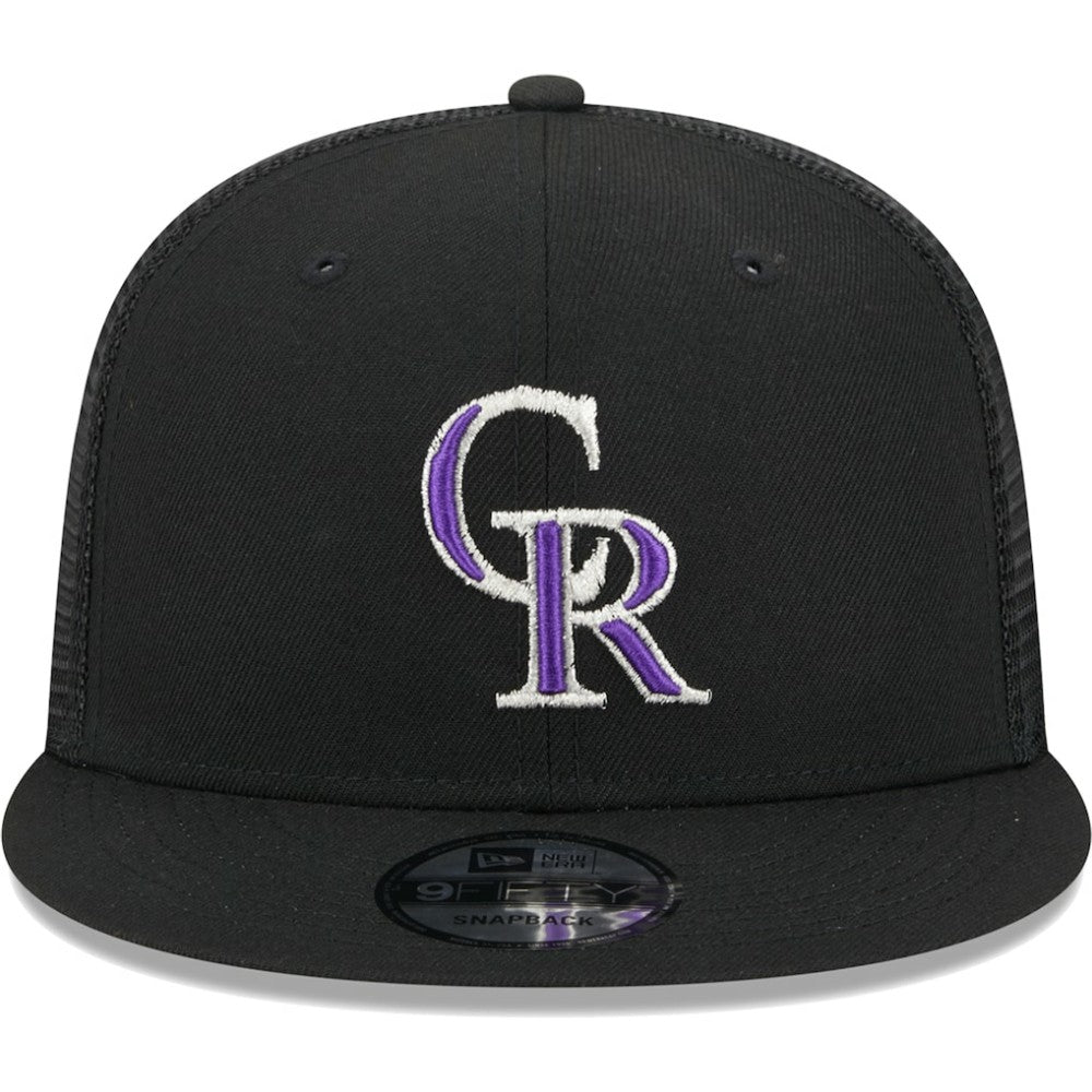 Colorado Rockies New Era Team Color Trucker 9FIFTY Snapback Hat - Black Hats