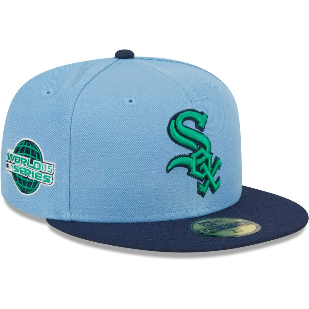 Chicago White Sox New Era Green Undervisor 59FIFTY Fitted Hat - Light Blue/Navy Hats