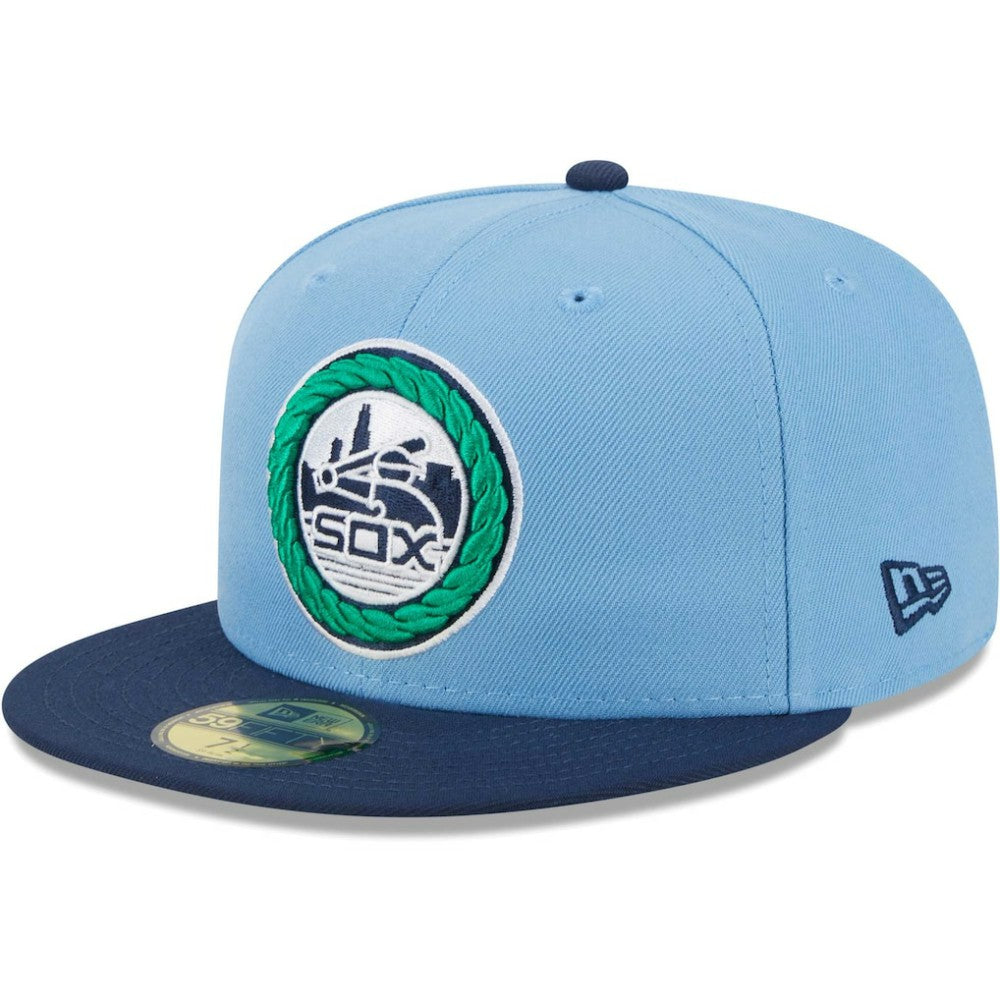 Chicago White Sox New Era Green Undervisor 59FIFTY Fitted Hat - Light Blue/Navy Hats