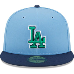 Los Angeles Dodgers New Era Green Undervisor 59FIFTY Fitted Hat - Light Blue/Navy Hats