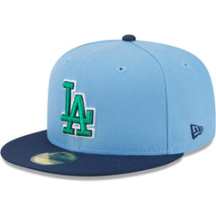 Los Angeles Dodgers New Era Green Undervisor 59FIFTY Fitted Hat - Light Blue/Navy Hats