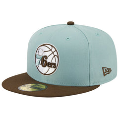 Philadelphia 76ers Two-Tone 59FIFTY Fitted Hat Light Blue/Brown - New Era