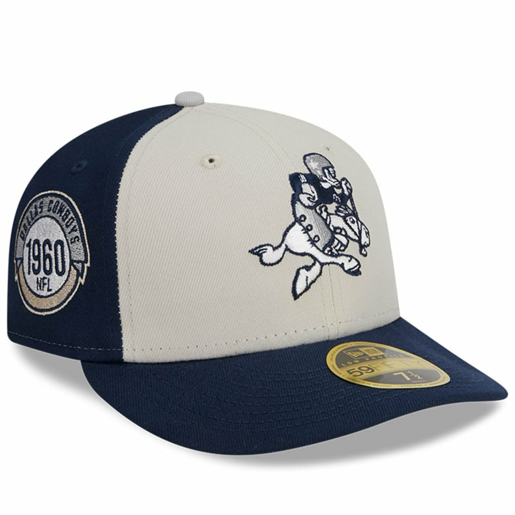 Dallas Cowboys New Era 2023 Sideline Historic Low Profile 59FIFTY Fitted Hat - Cream/Navy Hats