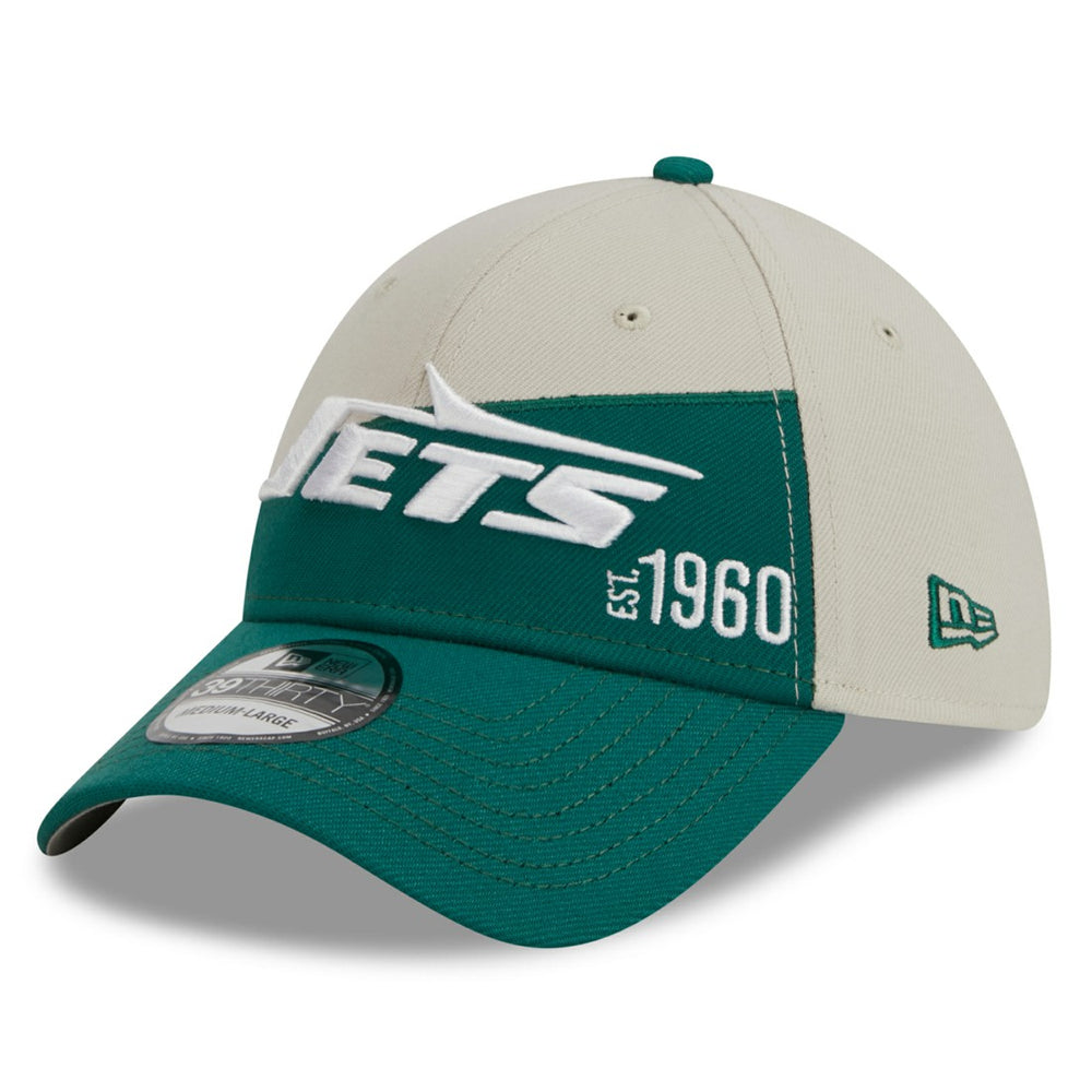 New York Jets New Era 2023 Sideline Historic 39THIRTY Flex Hat - Cream/Kelly Green Hats