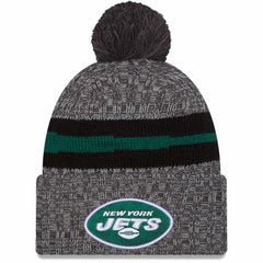 New York Jets New Era 2023 Sideline Sport Cuffed Pom Knit Hat - Gray Hats