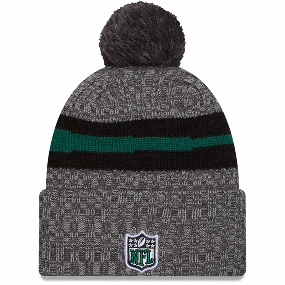 New York Jets New Era 2023 Sideline Sport Cuffed Pom Knit Hat - Gray Hats