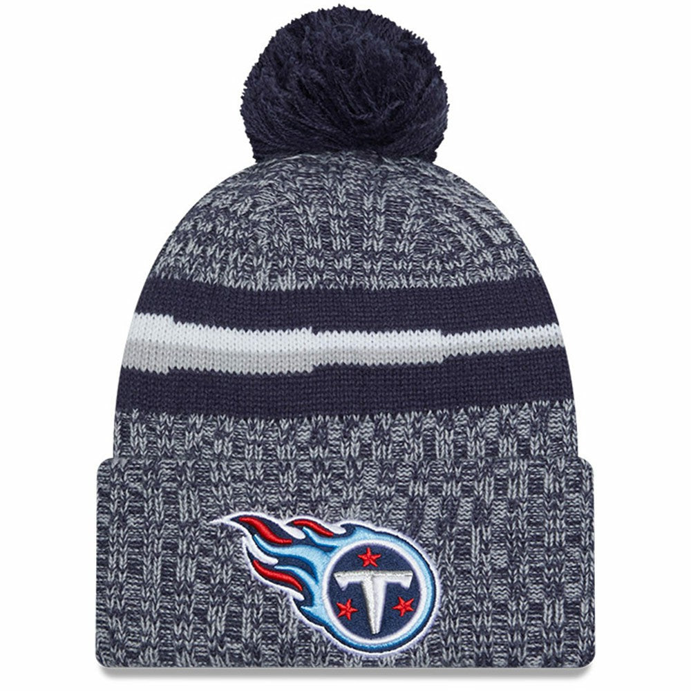 Tennessee Titans New Era Youth 2023 Sideline Cuffed Knit Hat With Pom - Navy Hats