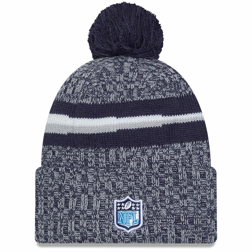 Tennessee Titans New Era Youth 2023 Sideline Cuffed Knit Hat With Pom - Navy Hats