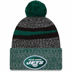 New York Jets New Era 2023 Sideline Sport Cuffed Pom Knit Hat - Black/Green Hats