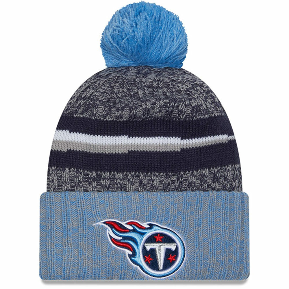 Tennessee Titans New Era 2023 Sideline Sport Cuffed Pom Knit Hat - Navy/Light Blue Hats