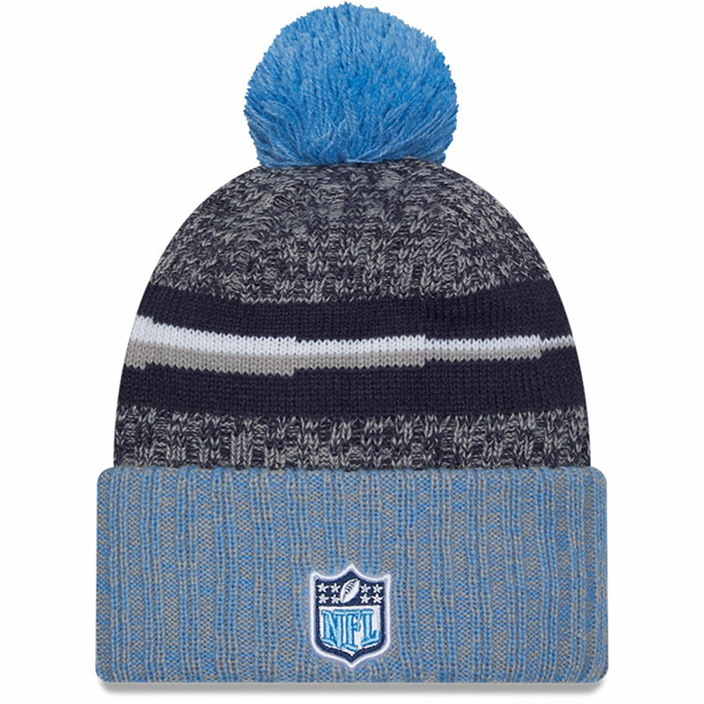 Tennessee Titans New Era 2023 Sideline Sport Cuffed Pom Knit Hat - Navy/Light Blue Hats