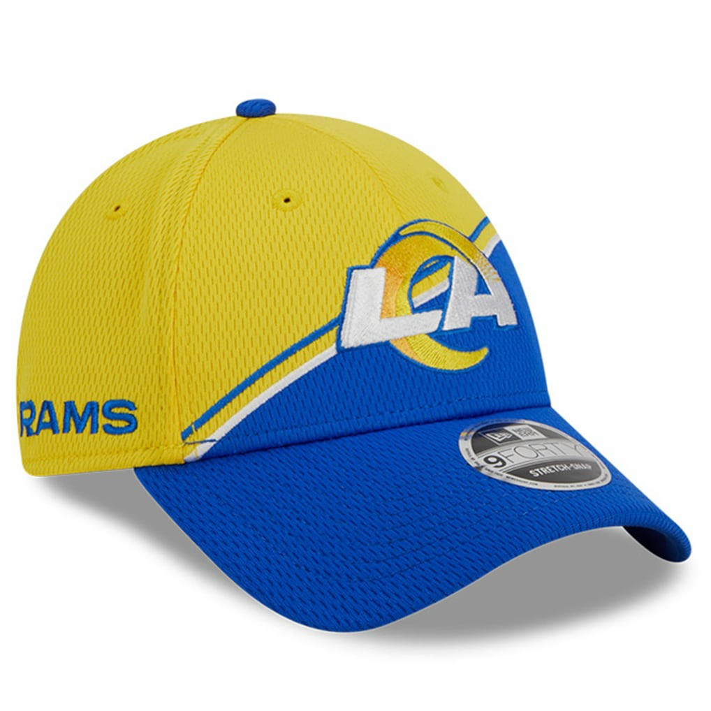 Los Angeles Rams New Era 2023 Sideline 9FORTY Adjustable Hat - Gold/Royal Hats