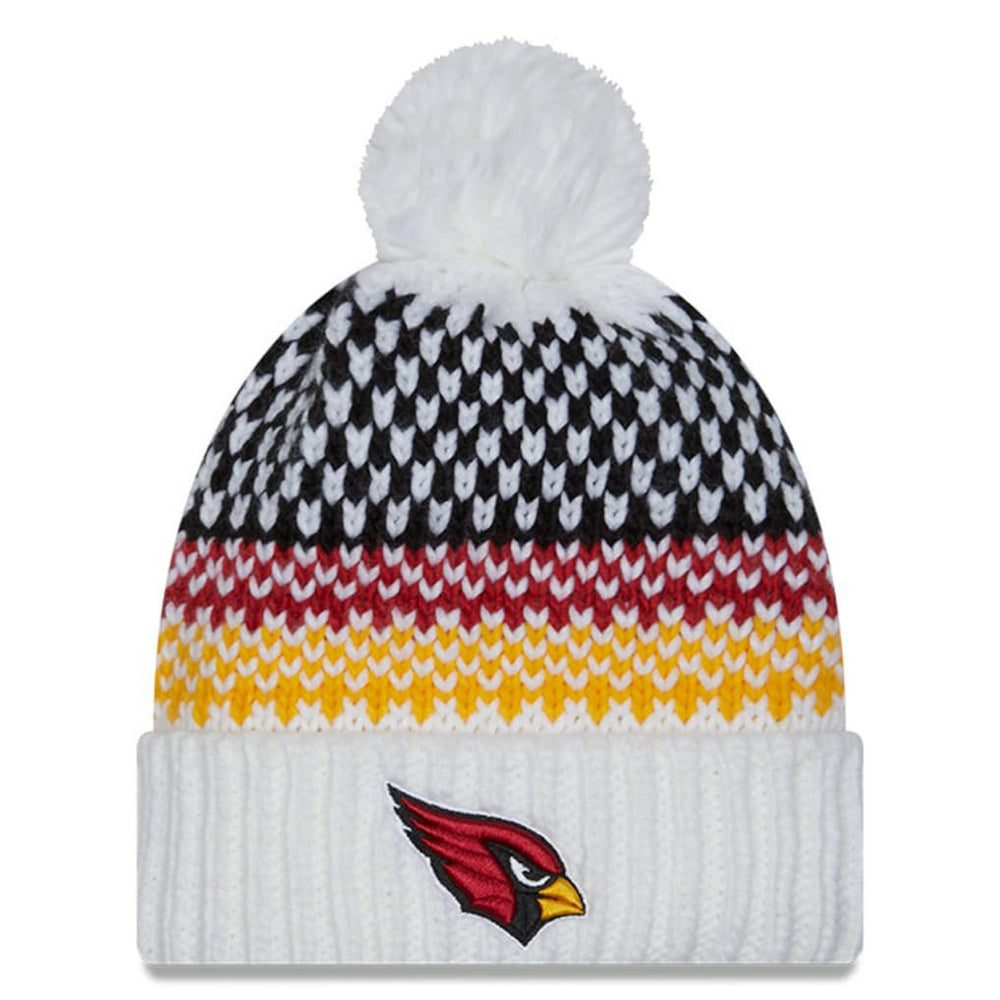Arizona Cardinals New Era Women's 2023 Sideline Cuffed Knit Hat with Pom - White Hats