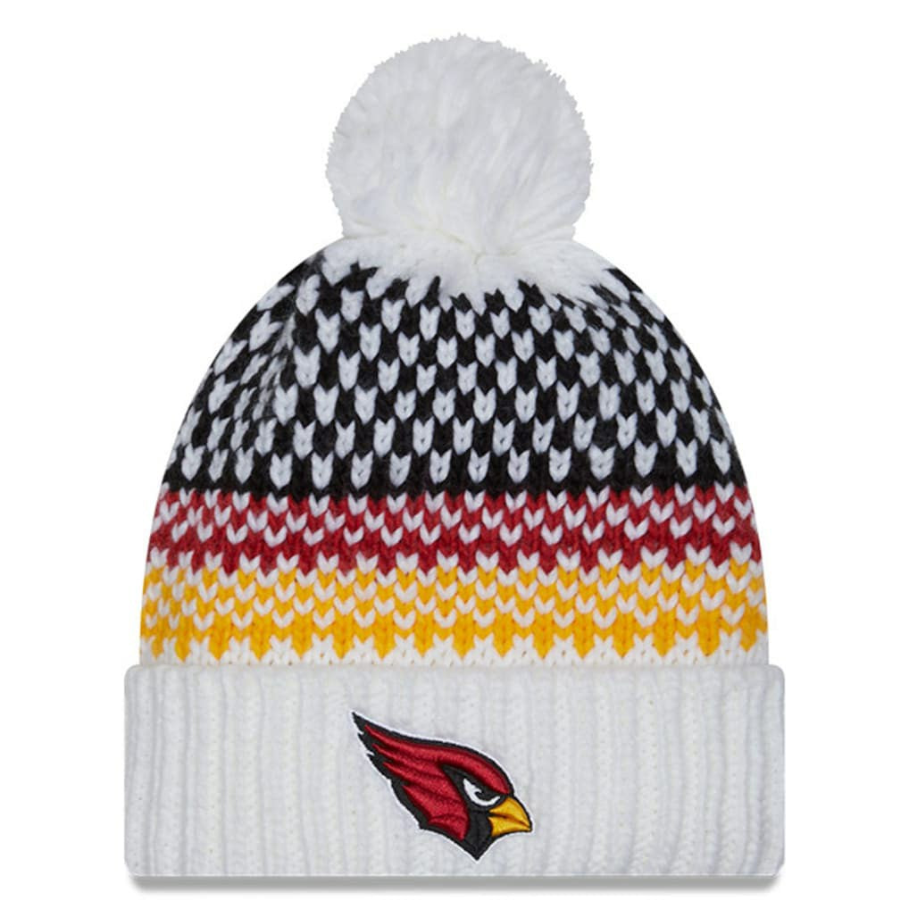 Arizona Cardinals New Era Women's 2023 Sideline Cuffed Knit Hat with Pom - White Hats