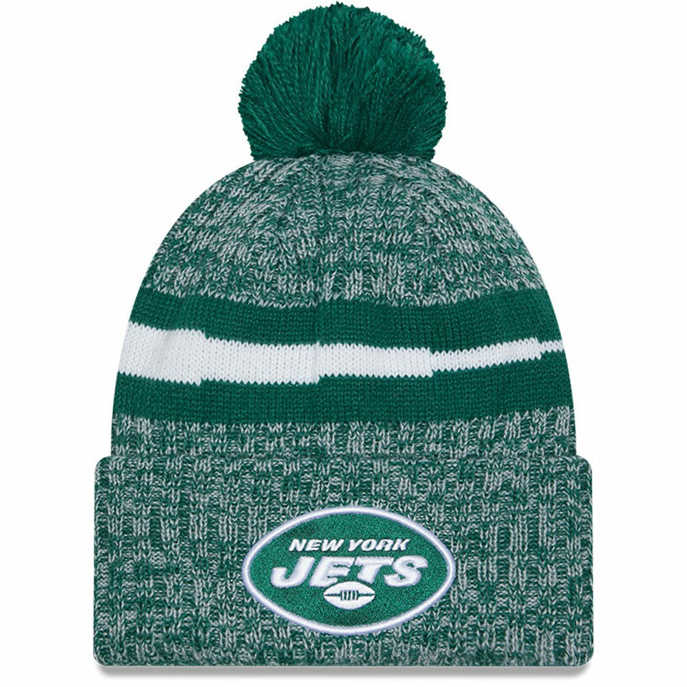New York Jets New Era 2023 Sideline Cuffed Knit Hat With Pom - Green Hats