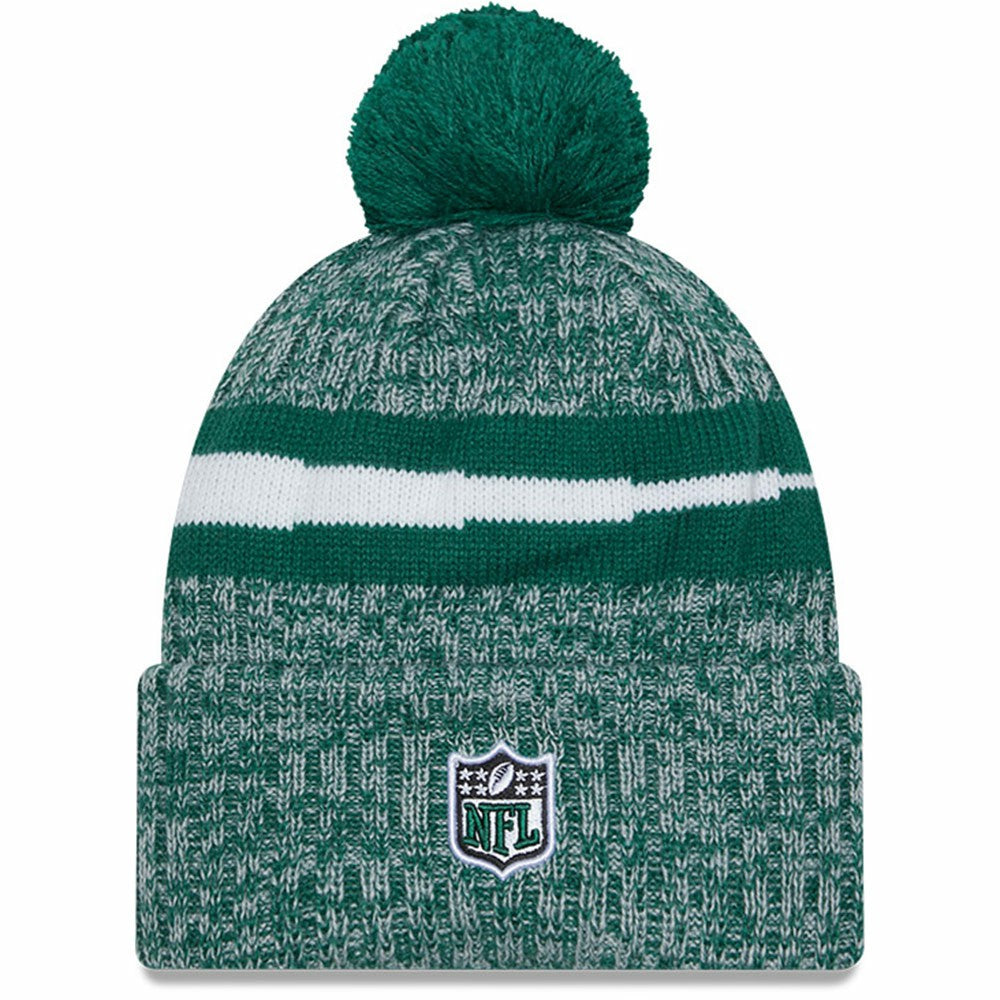 New York Jets New Era 2023 Sideline Cuffed Knit Hat With Pom - Green Hats