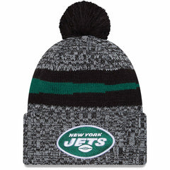 New York Jets New Era 2023 Sideline Cuffed Knit Hat With Pom - Black Hats