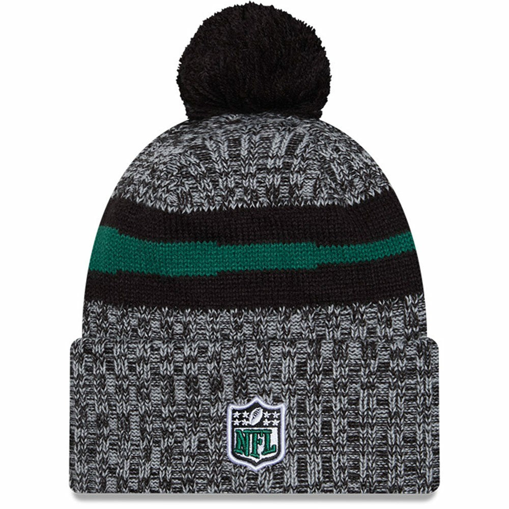 New York Jets New Era 2023 Sideline Cuffed Knit Hat With Pom - Black Hats