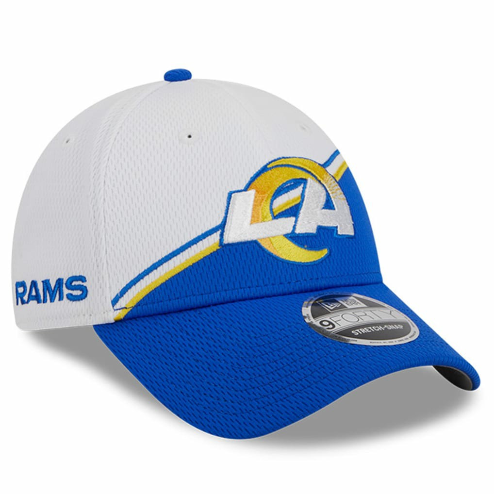 Los Angeles Rams New Era 2023 Sideline 9FORTY Adjustable Hat - White/Royal Hats