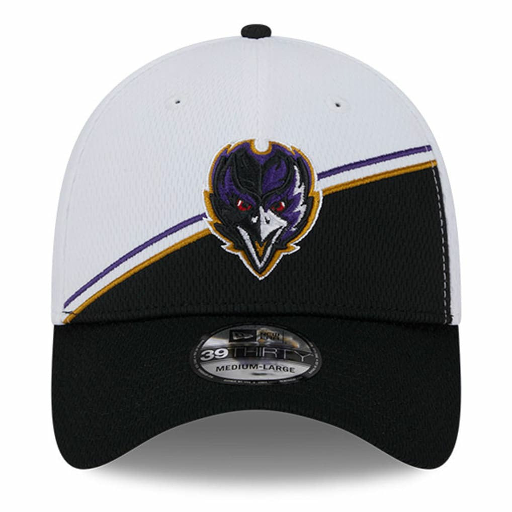 Baltimore Ravens New Era 2023 Sideline 39THIRTY Flex Hat - White/Black Hats