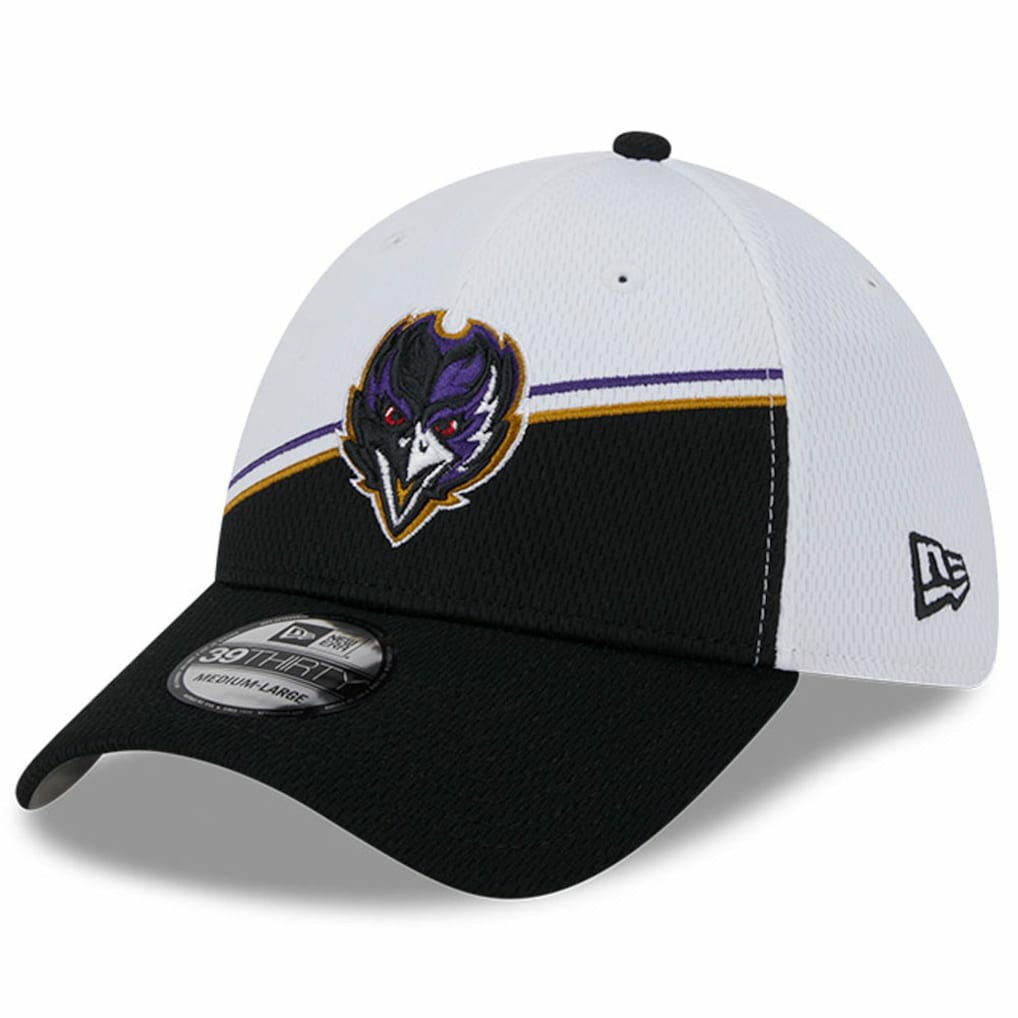 Baltimore Ravens New Era 2023 Sideline 39THIRTY Flex Hat - White/Black Hats