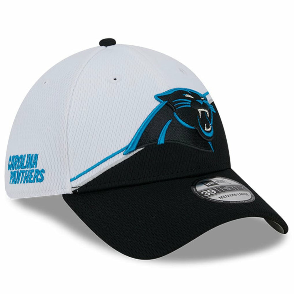 Carolina Panthers New Era 2023 Sideline 39THIRTY Flex Hat - White/Black Hats