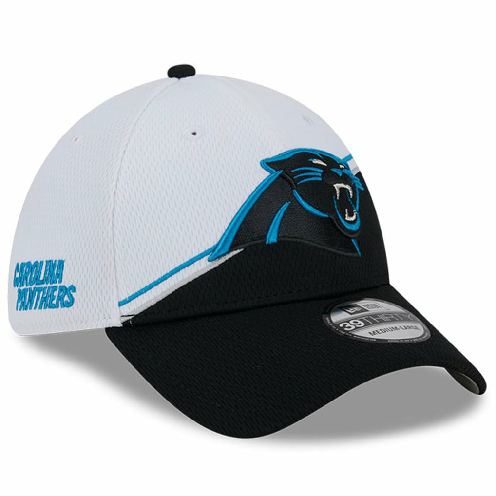 Carolina Panthers New Era 2023 Sideline 39THIRTY Flex Hat - White/Black Hats