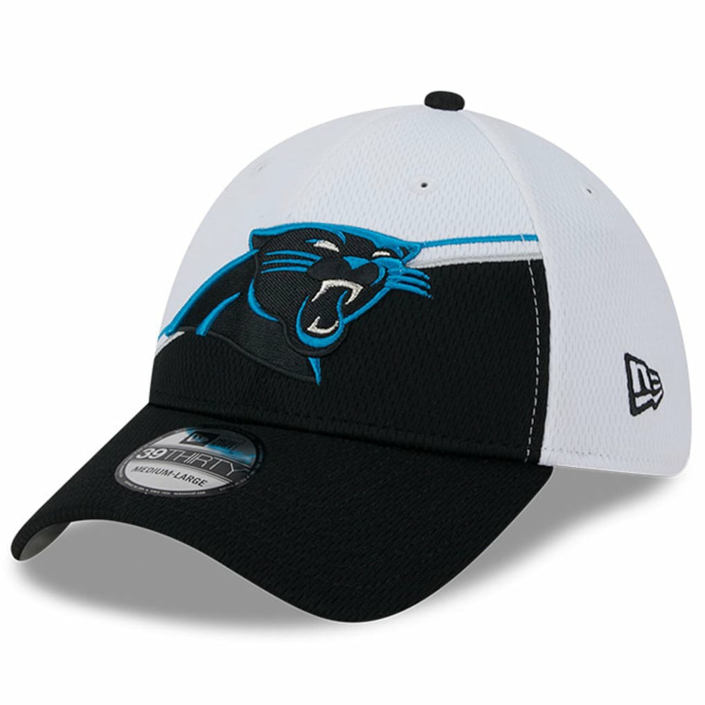 Carolina Panthers New Era 2023 Sideline 39THIRTY Flex Hat - White/Black Hats