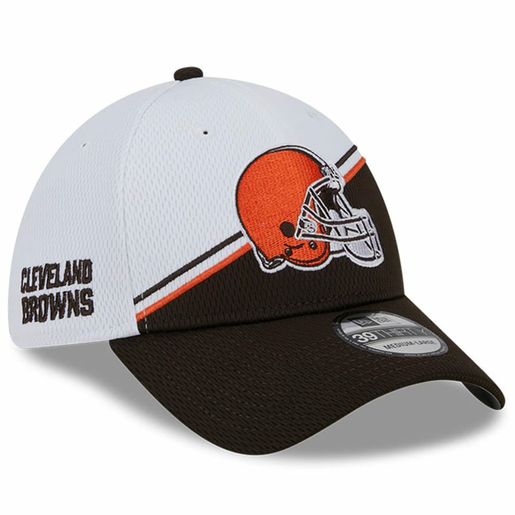 Cleveland Browns New Era 2023 Sideline 39THIRTY Flex Hat - White/Brown Hats