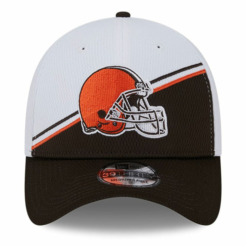 Cleveland Browns New Era 2023 Sideline 39THIRTY Flex Hat - White/Brown Hats