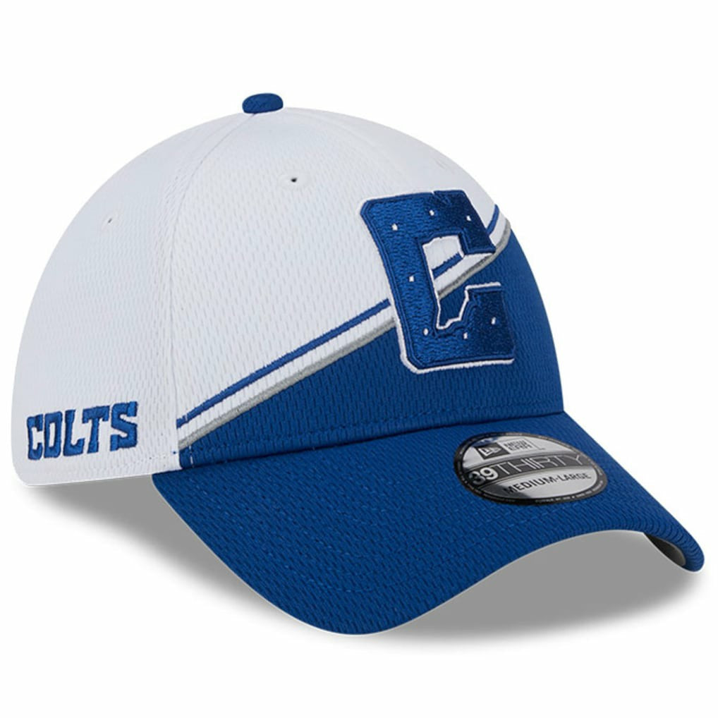 Indianapolis Colts New Era 2023 Sideline 39THIRTY Flex Hat - White/Royal Hats