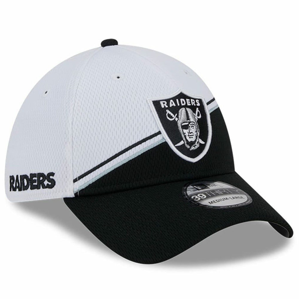 Las Vegas Raiders New Era 2023 Sideline 39THIRTY Flex Hat - White/Black Hats