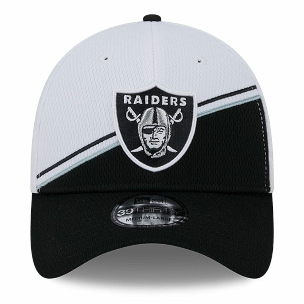 Las Vegas Raiders New Era 2023 Sideline 39THIRTY Flex Hat - White/Black Hats