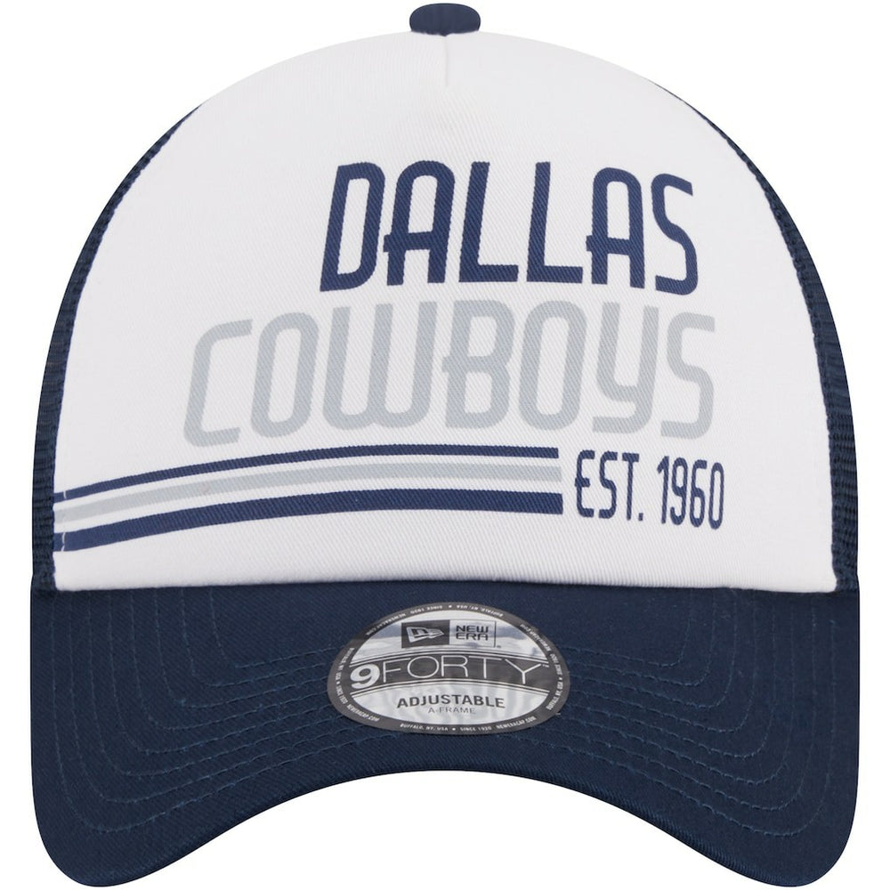 Dallas Cowboys New Era Stacked A-Frame Trucker 9FORTY Adjustable Hat - White/Navy Hats