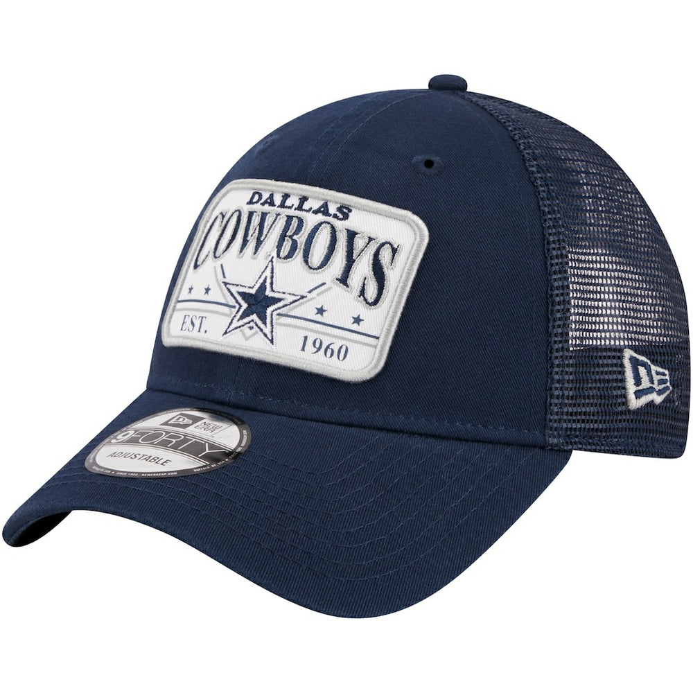 Dallas Cowboys New Era Plate 9FORTY Trucker Adjustable Hat - Navy Hats