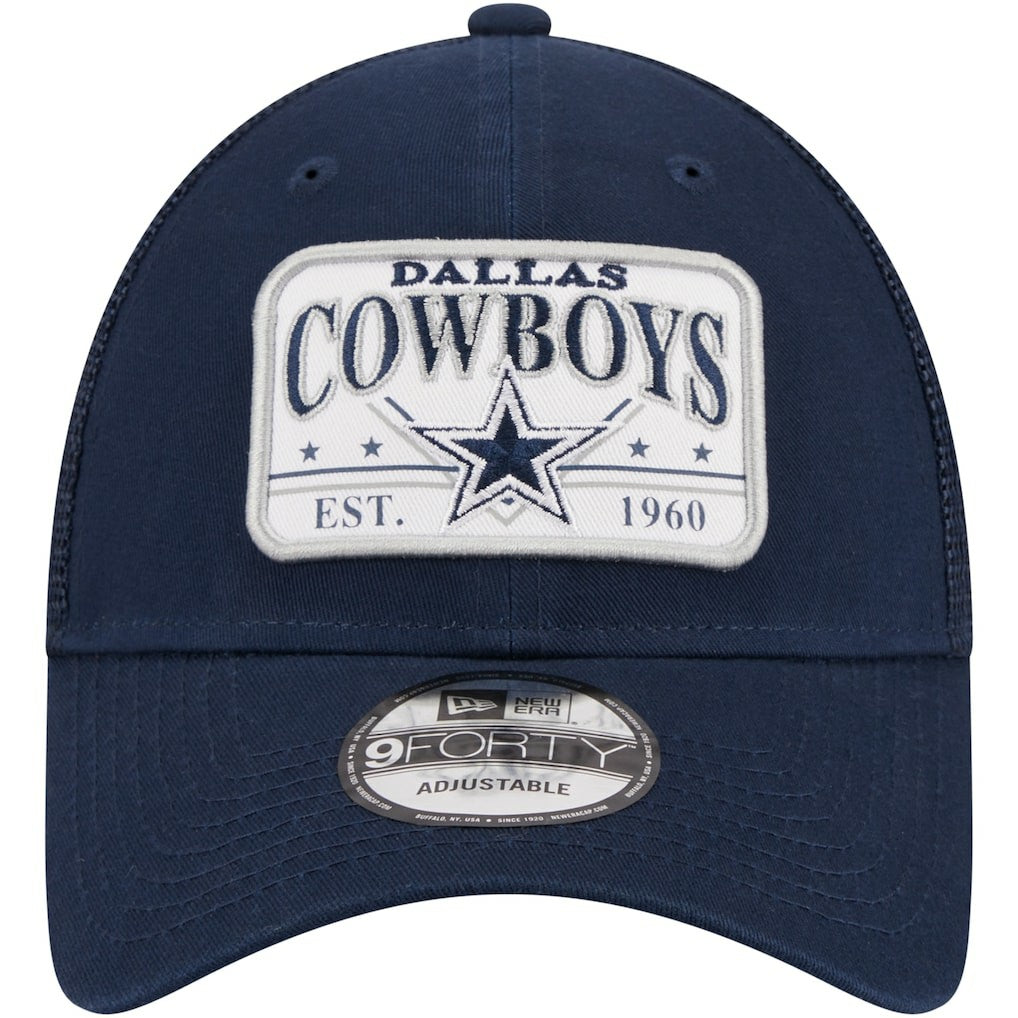 Dallas Cowboys New Era Plate 9FORTY Trucker Adjustable Hat - Navy Hats