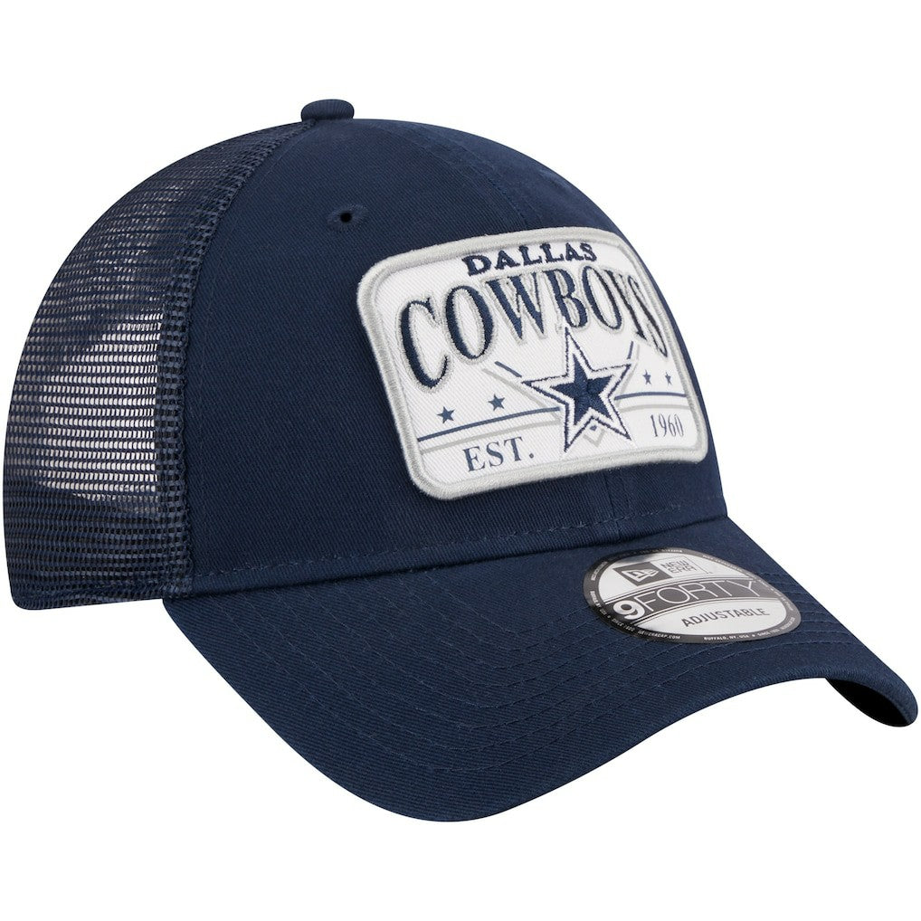 Dallas Cowboys New Era Plate 9FORTY Trucker Adjustable Hat - Navy Hats