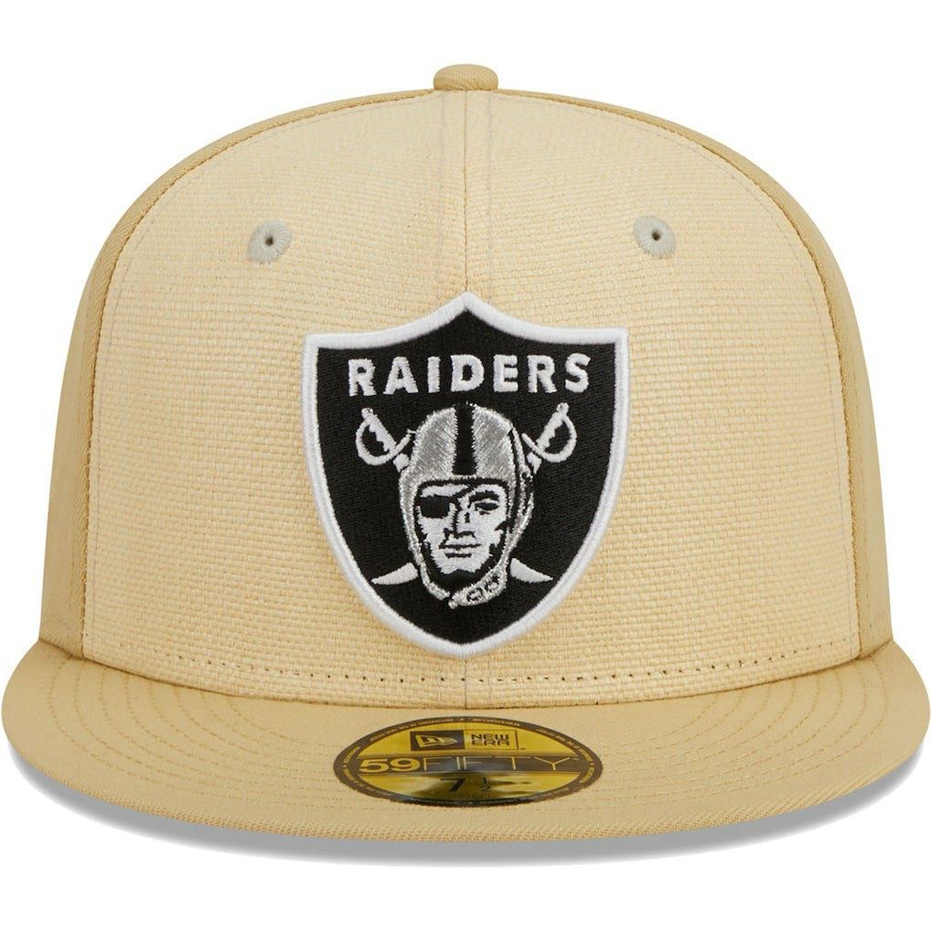 Las Vegas Raiders New Era Raffia Front 59FIFTY Fitted Hat - Khaki Hats
