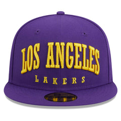 Los Angeles Lakers Big Arch Text 59FIFTY Fitted Hat Purple - New Era