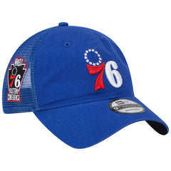 Philadelphia 76ers Distinct Side Patch Trucker 9TWENTY Adjustable Hat Royal - New Era
