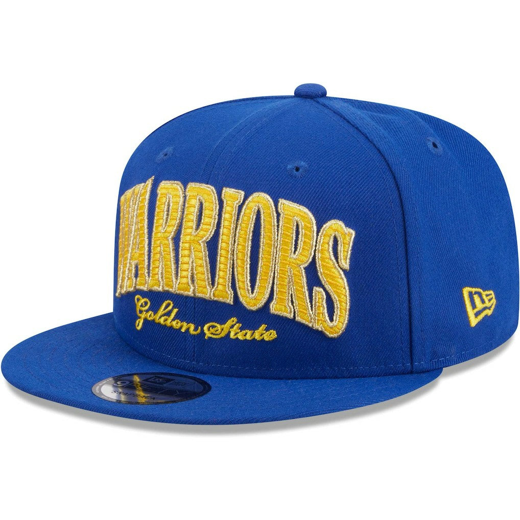 Golden State Warriors Golden Tall Text 9FIFTY Snapback Hat Royal - New Era