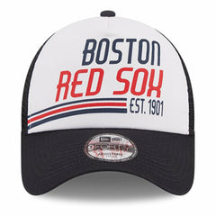 Boston Red Sox New Era Stacked A-Frame Trucker 9FORTY Adjustable Hat - White/Navy Hats