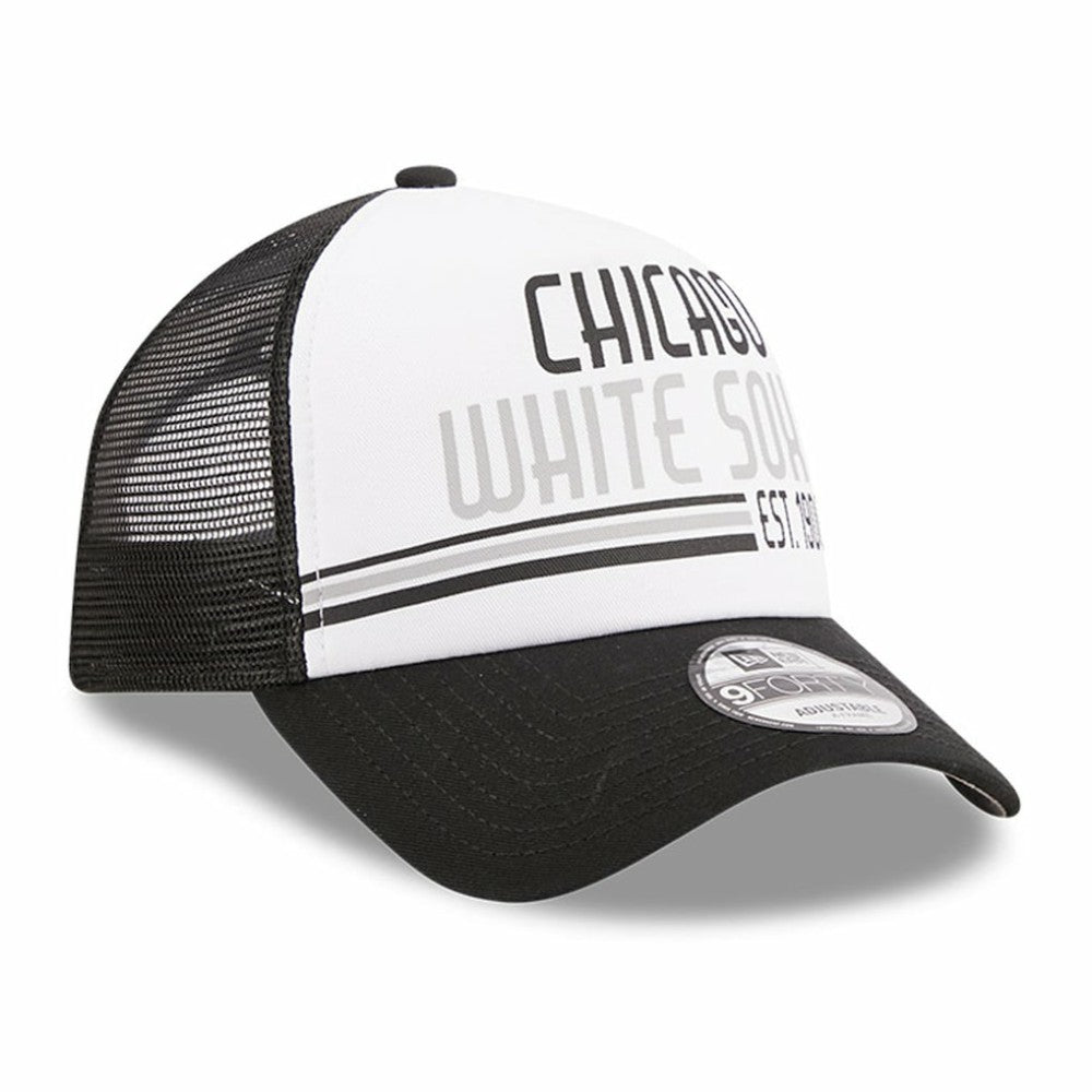 Chicago White Sox New Era Stacked A-Frame Trucker 9FORTY Adjustable Hat - White/Black Hats